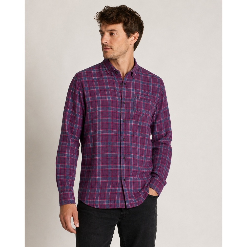 Descendant of Thieves Pink Purple Plaid Button Down Shirt Size Large